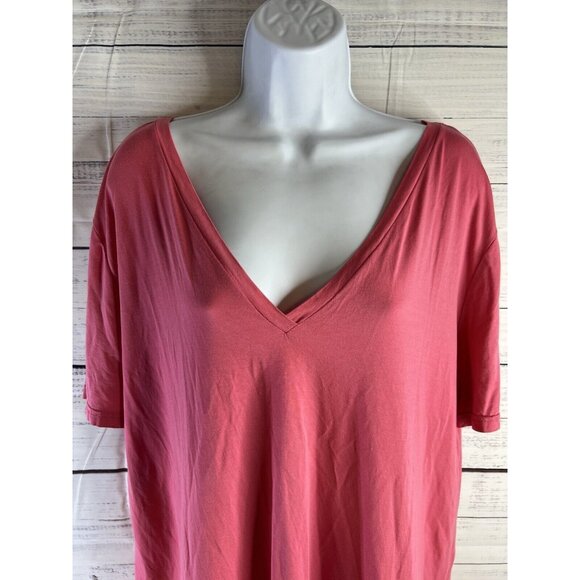 PIKO 1988 Tee Womens Red 2X Long Sleeve V-neck Pullover Bamboo Oversized - Picture 4 of 11